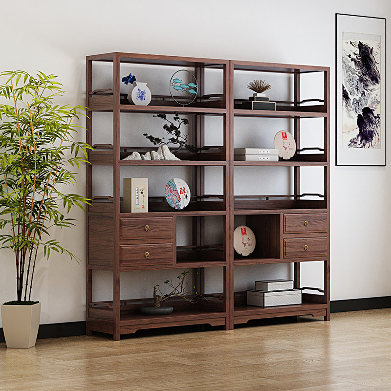 Bogu frame solid wood imitation antique display multi-treasure cabinet New Chinese partition small swing piece set for home tea cabinet