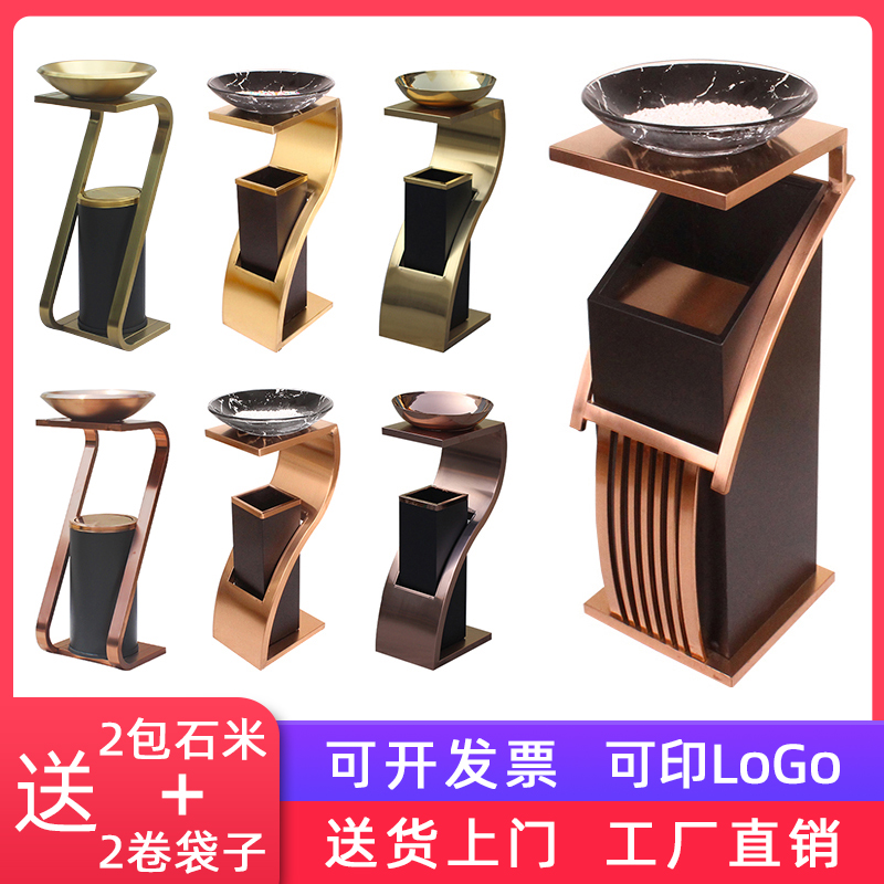 Hotel garbage can elevator door hotel creative hall commercial with soot barrel lobby vertical stainless steel barrel