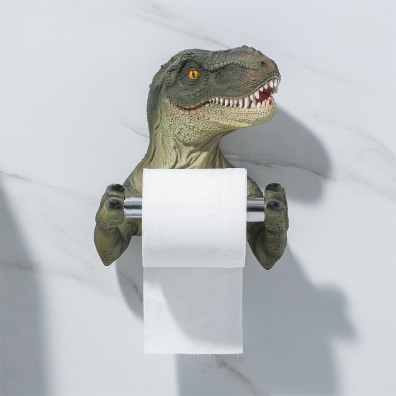 Creative cartoon dinosaur wash towel punch-free toilet paper rack toilet tissue box wall-mounted toilet paper tube