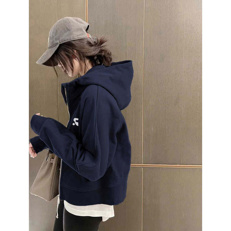 Official Genuine Rr Vephf Navy Blue Hooded Sweatshirt Early Autumn Sports Casual Top Rr Jacket Coat for Women Official Genuine Rr Vephf Navy Blue Hooded Sweatshirt Early Autumn Sports Casual Top Rr Jacket Coat for Women