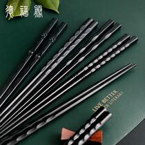 High - grade retro - Japanese alloy chopsticks household antibacterial antimicrobial anti - slip and luxury resistant high temperature and high - temperature value of 10 pairs