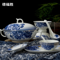 Jingdezhen Phnom Penh Ceramic high - end bone ceramic dish dish dish dish dish kit Chinese luxury peony 60 head