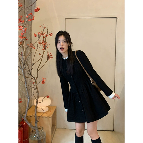 pusumede Черный комплект, приталенный корсет, мини-юбка, юбка, в стиле Шанель, изысканный стиль