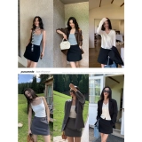 pusumede Пиджак классического кроя, осенняя юбка, приталенная мини-юбка, в корейском стиле, высокая талия, А-силуэт