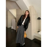 Черная полиуретановая ретро куртка, в американском стиле, осенняя