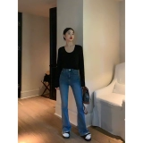 pusumede Базовый белый хлопковый лонгслив, в корейском стиле, оверсайз