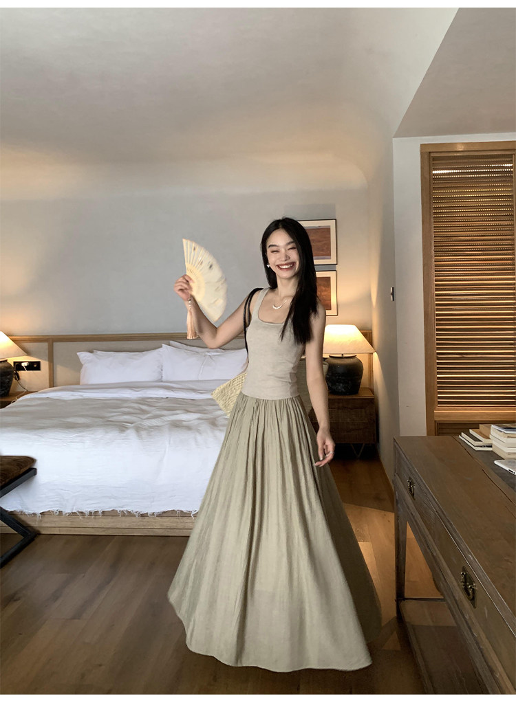 Топы/майки pusumede法式气质方领吊带背心女夏季遮副乳修身显瘦坎肩无袖上衣