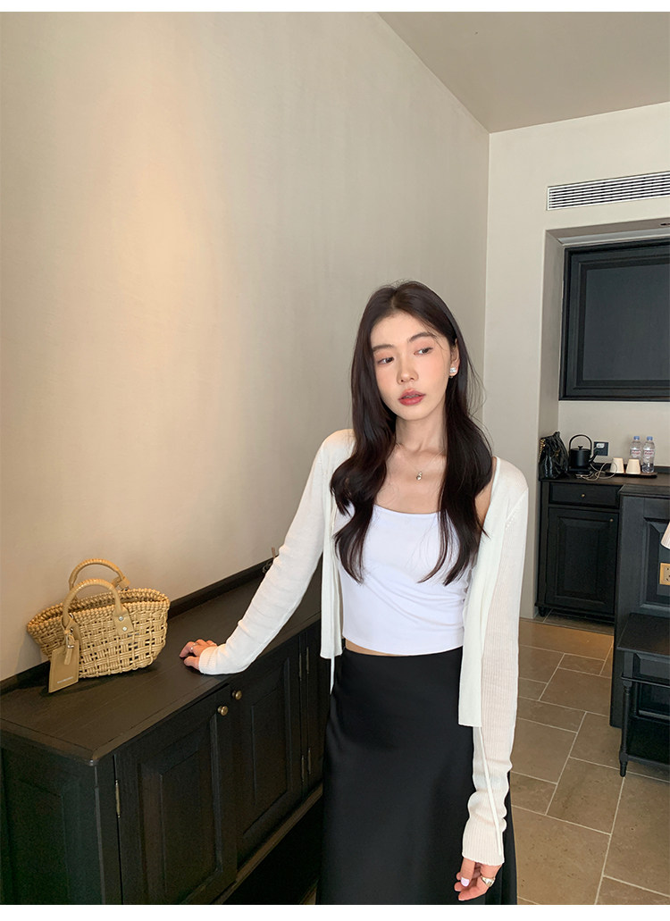 Топы/майки pusumede 白色针织吊带小背心女带胸垫外穿短款内搭美背无袖上衣