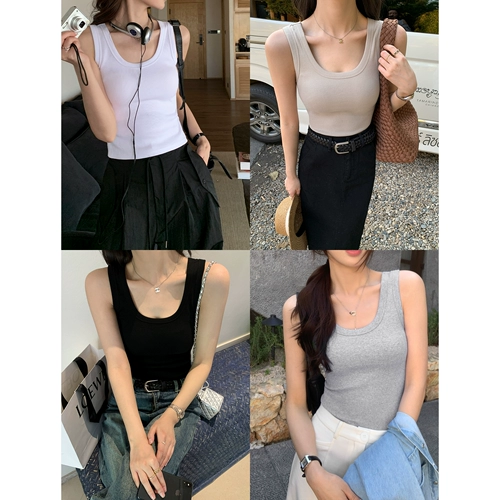 Базовая черная майка топ, короткая футболка без рукавов, по фигуре