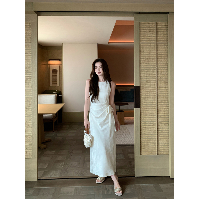 Pusumede Oriental Style High-End Chinese-Style Sleeveless Dress for Women, Elegant Waist-Cinching Tie-Up Tank Dress Pusumede Oriental Style High-End Chinese-Style Sleeveless Dress for Women, Elegant Waist-Cinching Tie-Up Tank Dress