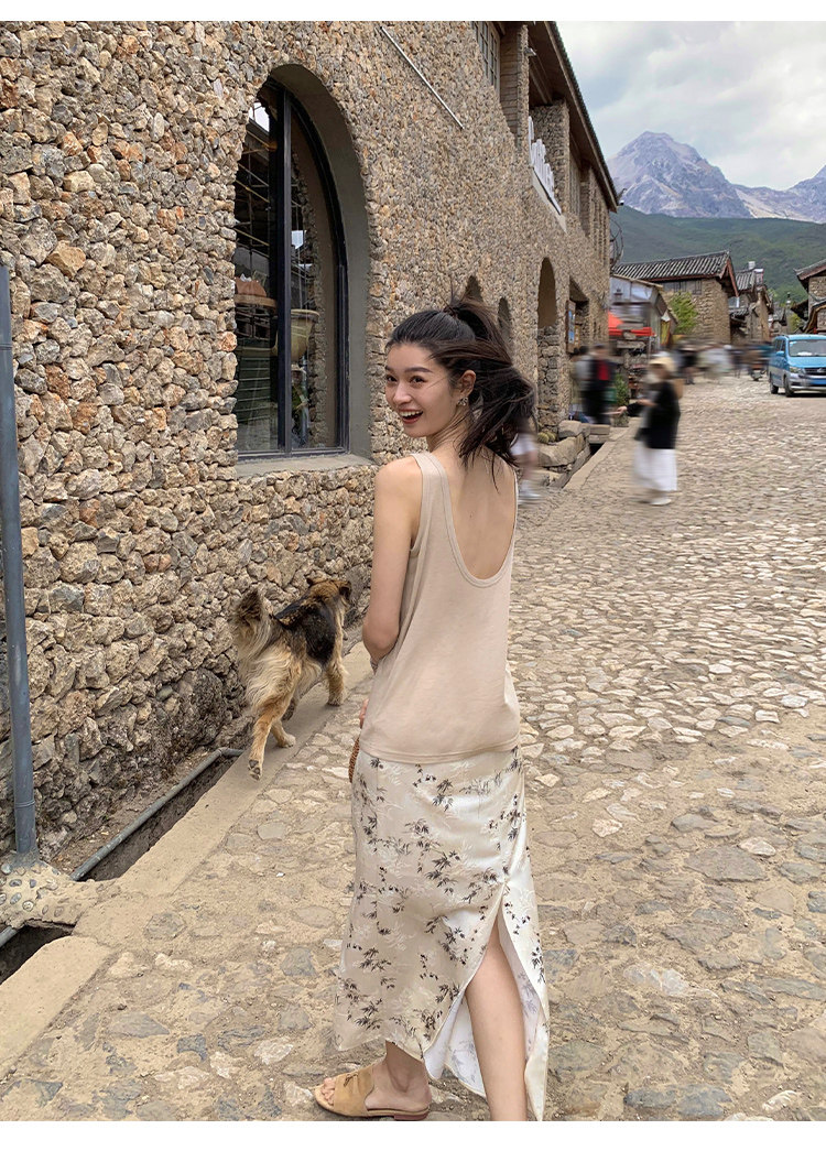 Топы/майки pusumede 复古性感露背吊带背心女夏季外穿宽松慵懒休闲无袖上衣