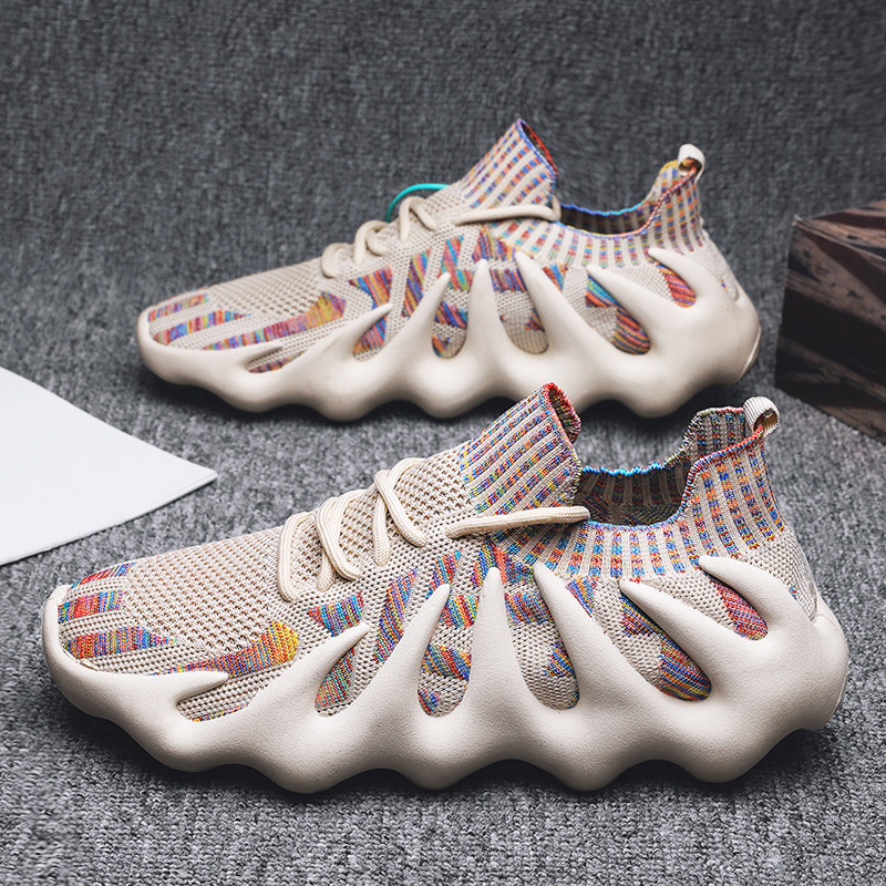 Men's Summer Breathable Sneakers, Versatile Fly-Knit Anti-Odor Mesh Shoes, Casual Sports Running Mesh Octopus Trendy Shoes