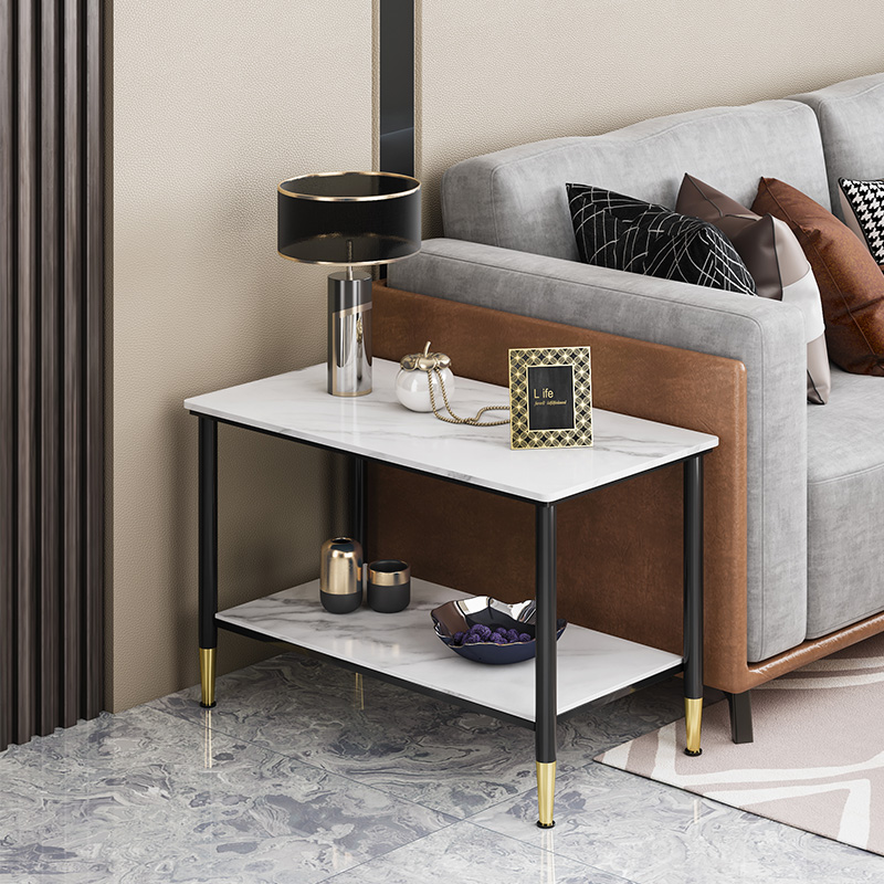 Sofa rock plate edge a few simple Nordic modern rectangular table bedside Bedside Cabinet Light Lavish Marble Small Tea Corner a few