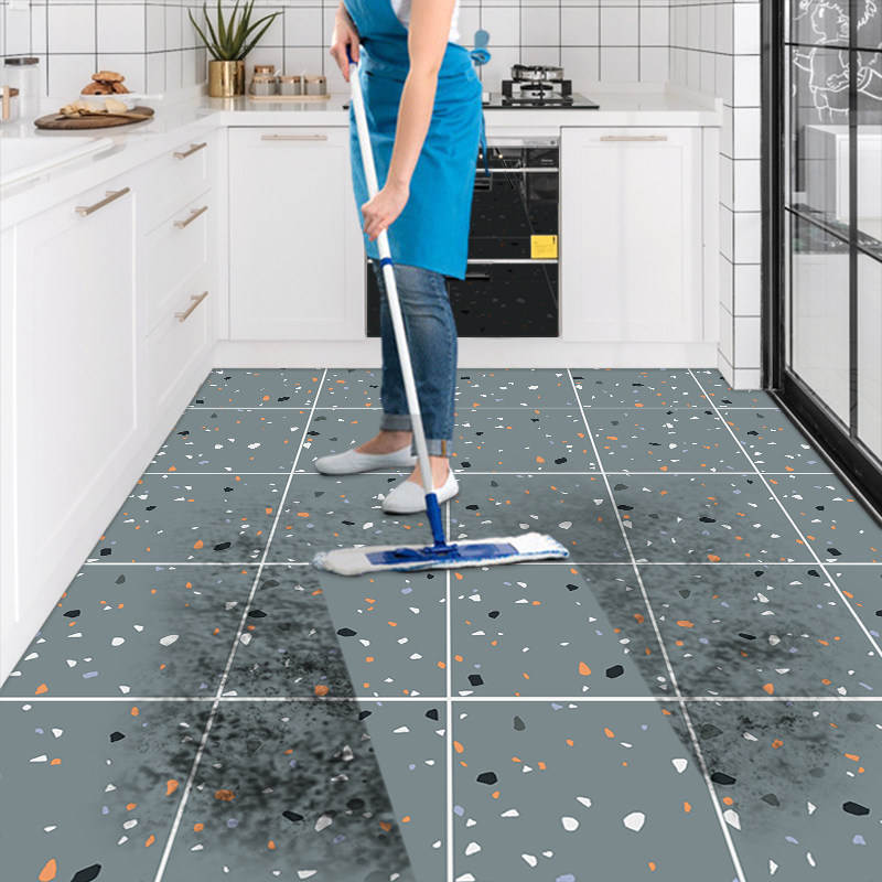 Kitchen floor sticker waterproof thickened oil-proof self-adhesive floor tile wear-resistant refurbished tile bathroom non-slip floor sticker