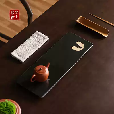 Sanskrit top room dry tea tray whole piece of black gold stone tea tray household rectangular simple small dry bubble table