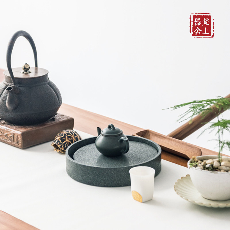 Sanskrit INSTRUMENTAL HOUSE NATURAL WHOLE BLOCK OF ROYUAN GREEN STONE HEAD TEA TRAY DRY BUBBLE WATER STORAGE SMALL NUMBER STONE TEA TABLE HOME TEA DEI TRAY