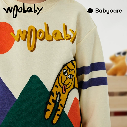 woobaby Детская толстовка для мальчиков, весенний детский приятный телу лонгслив, 2023 года, тренд сезона