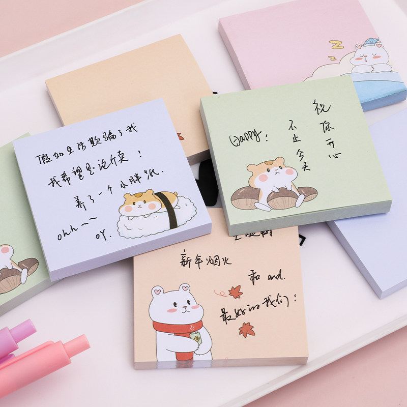 Korean ins wind net red cute sticky note book students with creative cartoon sticky note message memo can stick sticky sticky note paper N times paste girl high value notepad portable small book sticky strong