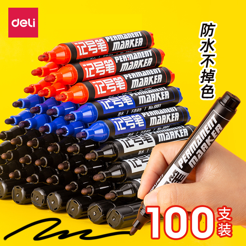 100 Right-hand Oily Debit Pen Black Coarse Head Hook Pen Students With Fine Art Sketching Exotic Notes Pen Oily Coarse Head Macpen Office Logistics Pen Red Sign to pen