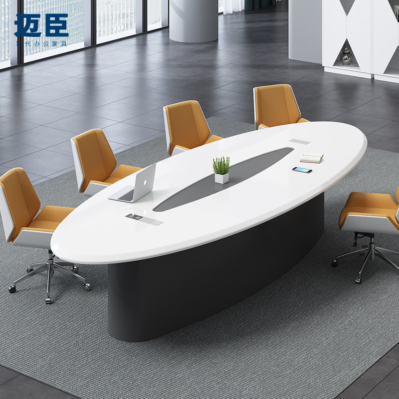 Oval Desk Desk White Painting Meeting Desk Office Large negotiated tableCustomized office furniture