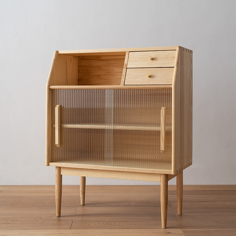 Nordic entrance living room storage low cabinet Ash wood Japanese-Style small bed cabinet Modern simple tea dining cabinet