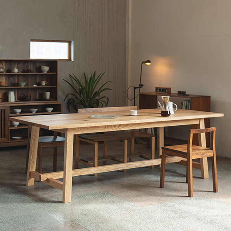 Nordic solid wood dining table Log Red Oak Cherry Wood desk Large board table North American Ash Wood Simple creative workbench