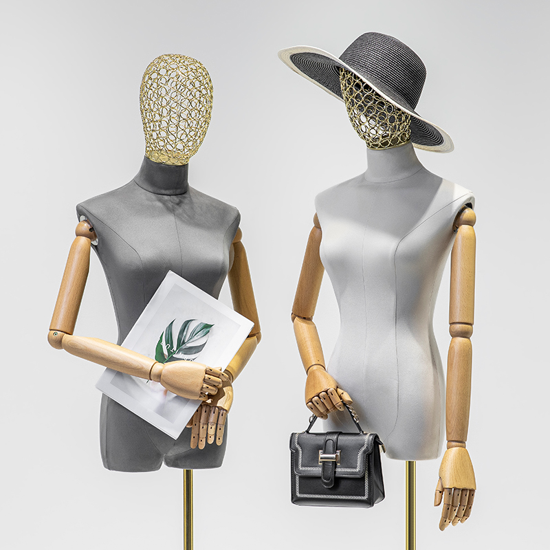 High-grade suede hollow head model props women's clothing store model shelf full body body display stand
