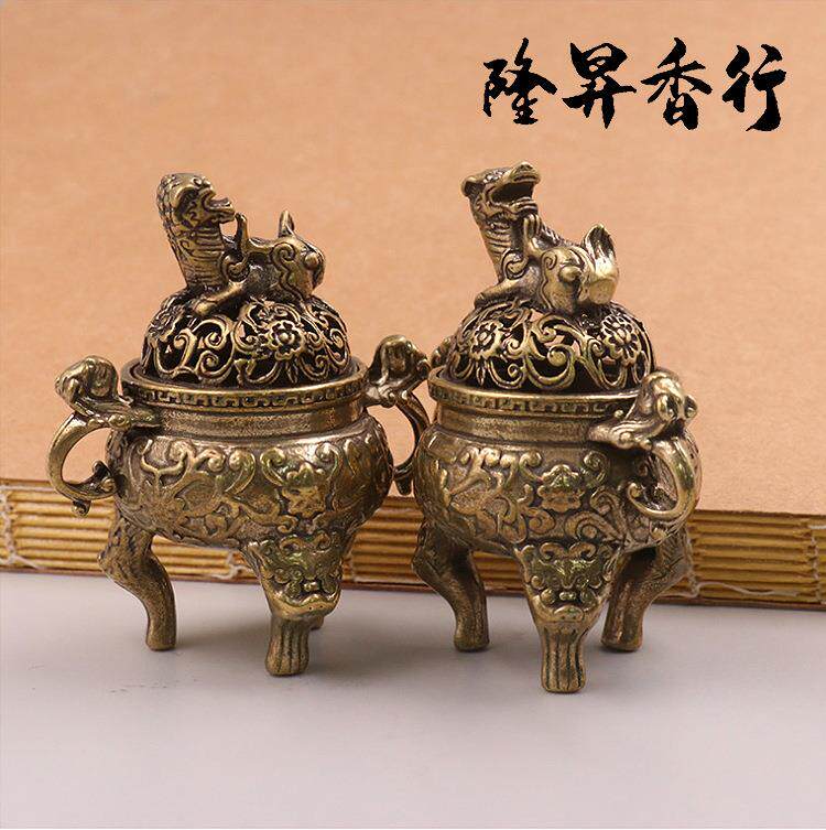 仿古纯铜貔貅三足熏香炉摆件黄铜做旧铜香炉茶道家居摆设工艺品