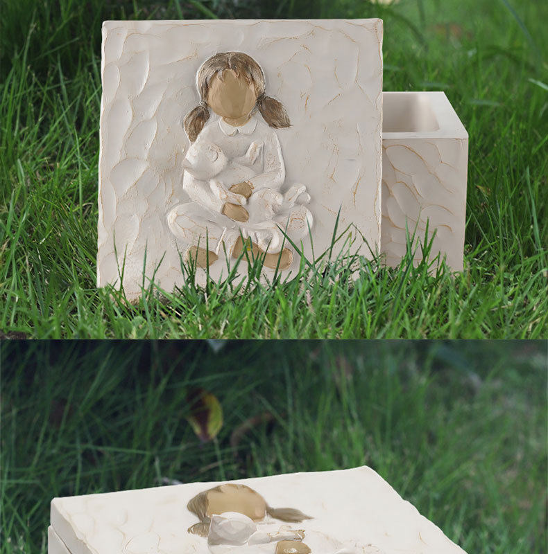 Урна для праха 新品树脂动物宠物骨灰盒天使狗狗猫咪纪念火化通用殡葬棺材盒 German/only banquet