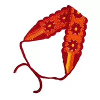 Оранжевая трикотажная повязка на голову, в цветочек