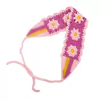 Розовая трикотажная повязка на голову, в цветочек
