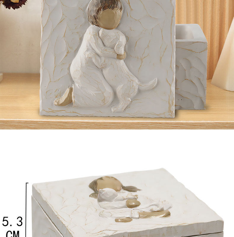 Урна для праха 新品树脂动物宠物骨灰盒天使狗狗猫咪纪念火化通用殡葬棺材盒 German/only banquet