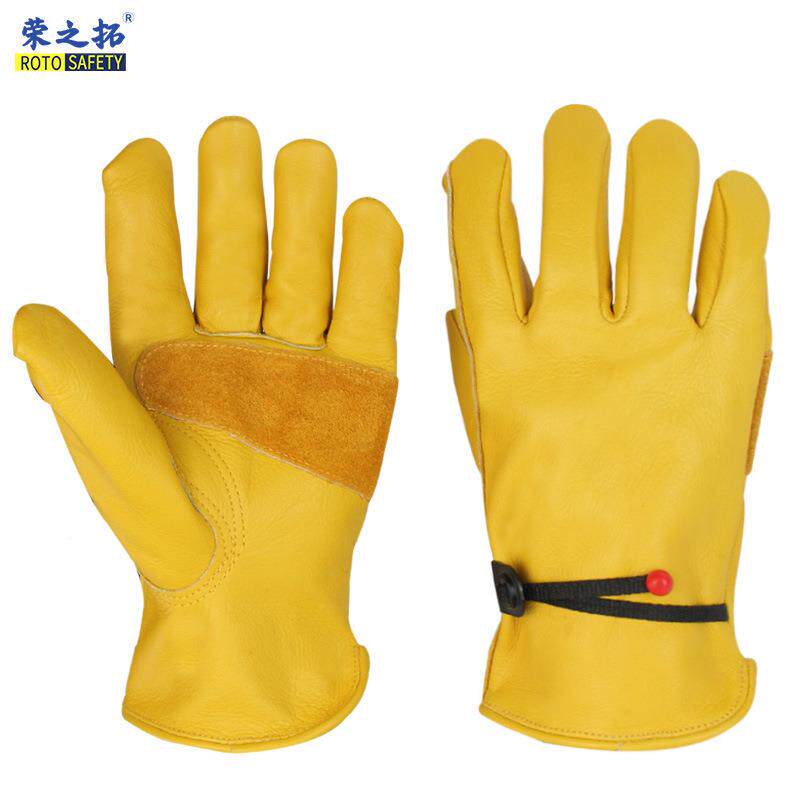 First layer cowhide gardening gloves cow green leather high temperature resistant anti-cut driver electric welding argon arc welding mining labor protection gloves
