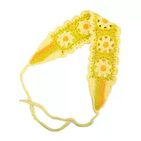 Желтая трикотажная повязка на голову, в цветочек