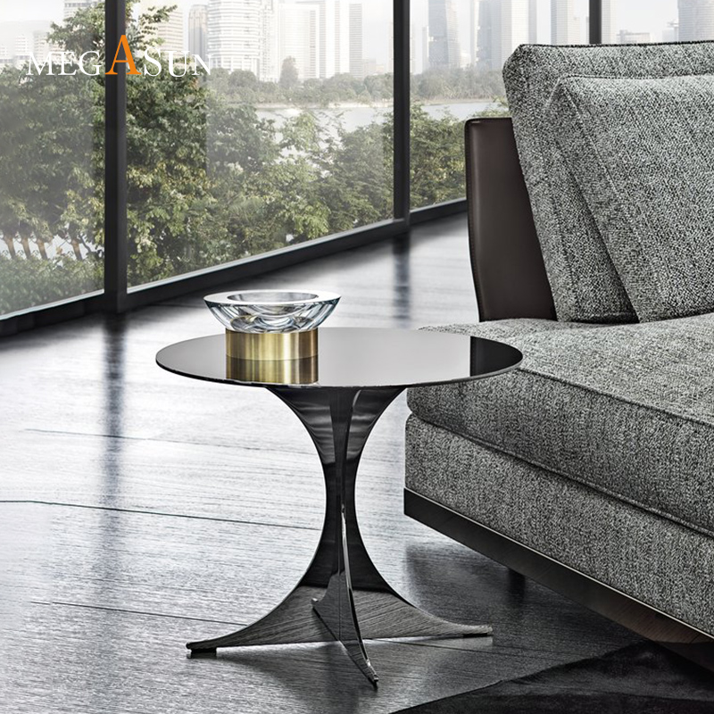 Italian light luxury coffee table club villa stainless steel metal sofa side table living room home modern minimalist small corner table - Taobao