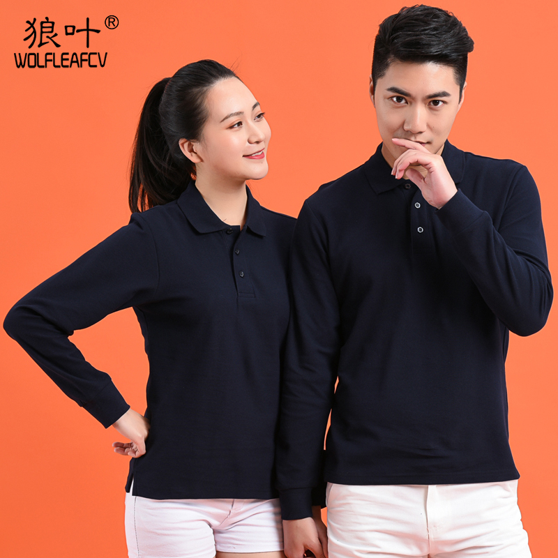 Couple's Matching Collared T-Shirt, Pure Cotton, Men's and Women's Long-Sleeved T-Shirt, Casual Lapel Sports Polo Shirt, Hotel Work Uniform T-Shirt Couple's Matching Collared T-Shirt, Pure Cotton, Men's and Women's Long-Sleeved T-Shirt, Casual Lapel Sports Polo Shirt, Hotel Work Uniform T-Shirt