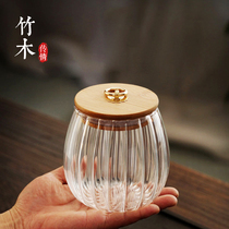 Transparent glass tea leaf jars Home Japanese style small number deposit tea pot black tea green tea Puer tea storage sealed tank moisture