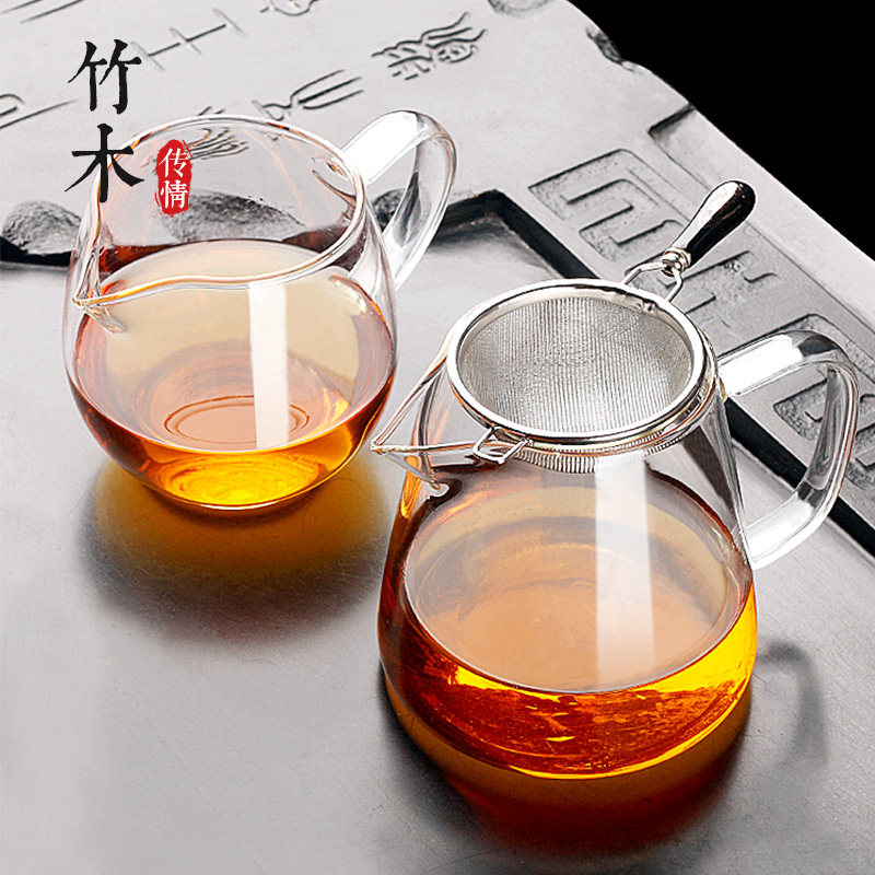Thickened glass fair cup tea leak suit heat-resistant integrated tea instrumental Gongfu tea cup tea filter