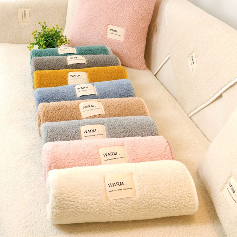 Sofa cushion winter plush non-slip cushion thickened Nordic simple modern universal living room leather sofa cover cover towel
