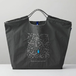 Japanese Style Ball Chain Embroidered Blue Bottle Environmentally Friendly Bag Satchel Crossbody Canvas Bag Shopping Bag Large Capacity Commuter Bag