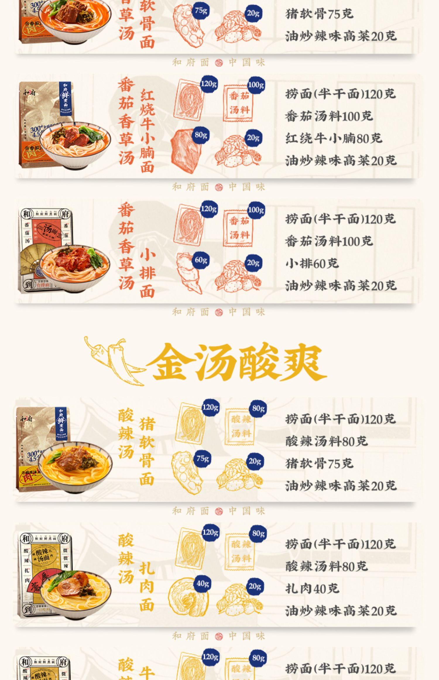 和府捞面鲜煮面多口味4袋装