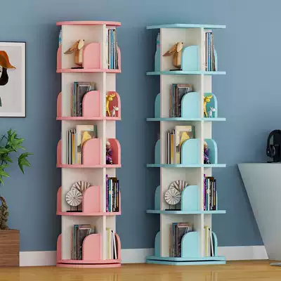 Rotating bookshelf 360-degree simple solid wood bookcase bookcase children's floor rack Home student picture book stand