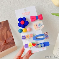 Синяя заколка для волос, комплект, с медвежатами, 8 шт