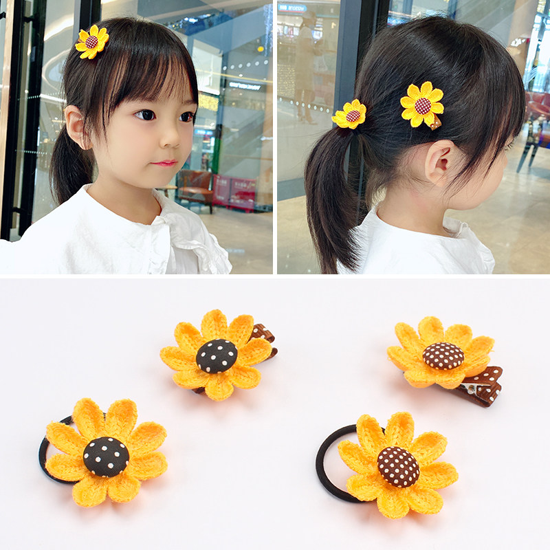 Child Hair Accessories Little Girl Sunflower Hair Clip Baby Full Wrap Cloth Not Hurt Hair Clip Girl Hair Collar Side Clip Accessories