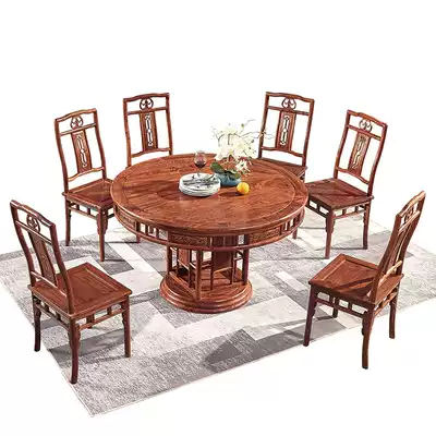 木之理新中式圆桌餐桌刺猬紫檀梨花木实木红木家具组合