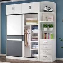 Wardrobe home bedroom sliding door modern simple whole solid wood cabinet economical bag installation combination big wardrobe