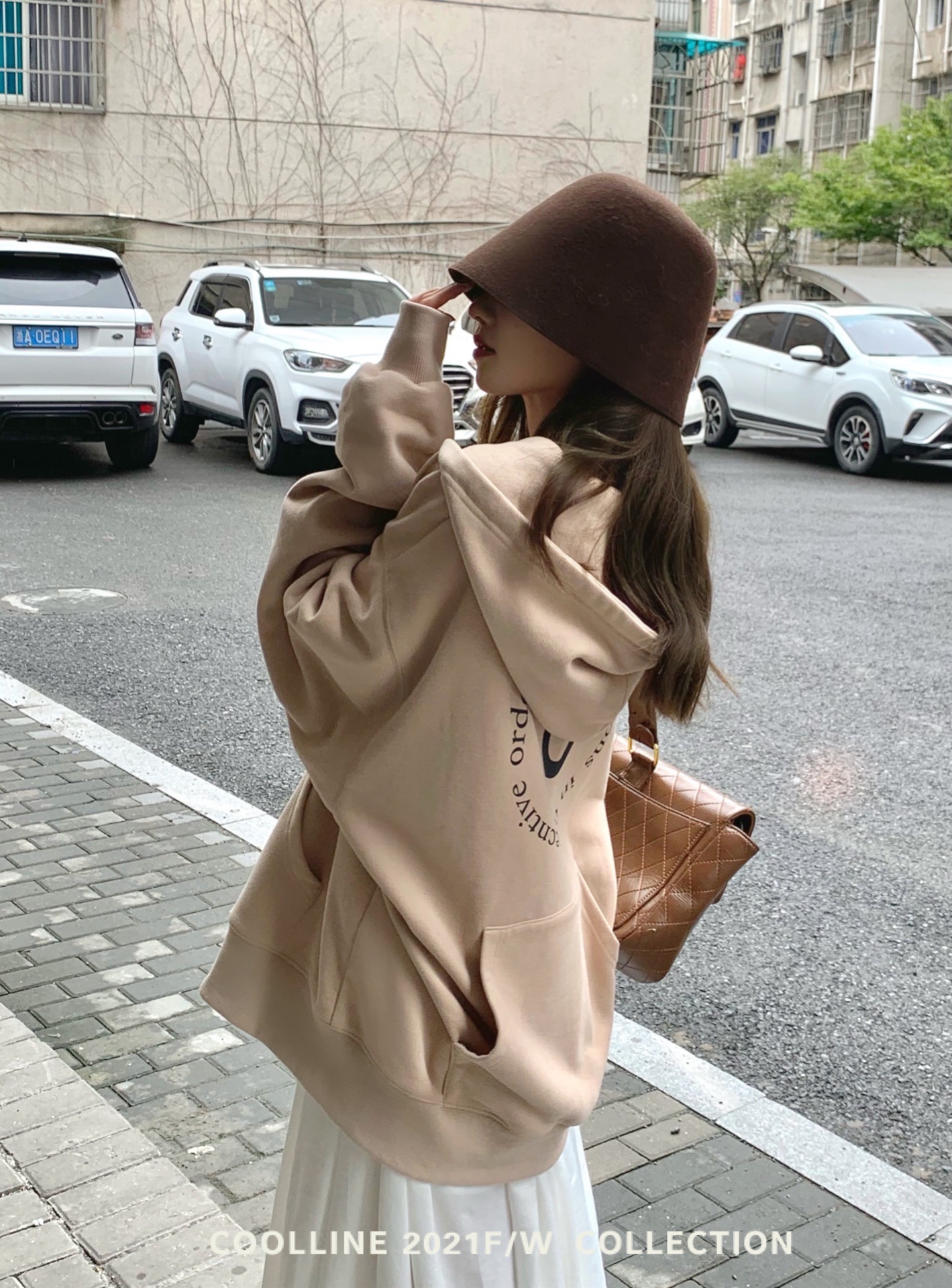 COOLLINE 21F W Lin Zixi hughug boyfriend's oversized printed thick cotton T coat