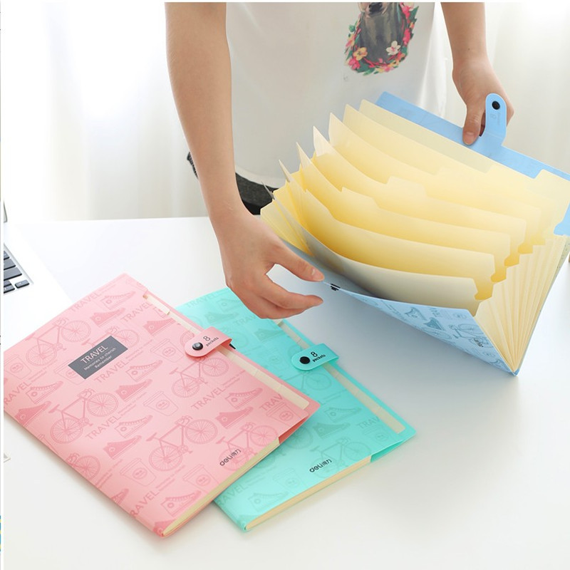 Able more than 5737 clamping bag student paper clip bag A4 folder multilayer multi-clamping bag 8 grids to contain office supplies