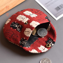 Coin storage bag for women small simple fabric cute mini coin bag womens bag Japanese style clutch bag literary art
