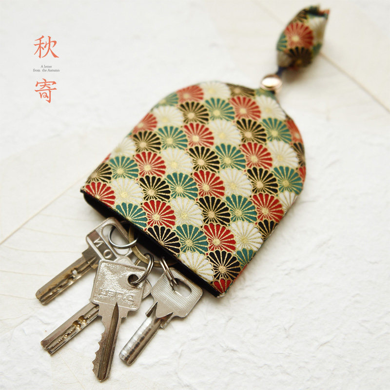 Personalized key bag car remote control protective cover literary pull with key cover storage bag women's fabric key bag